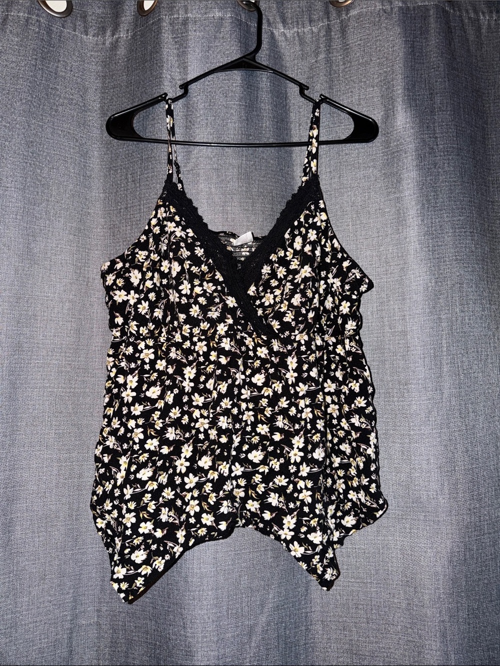 No Boundaries Black Floral Lace-Trim Cami